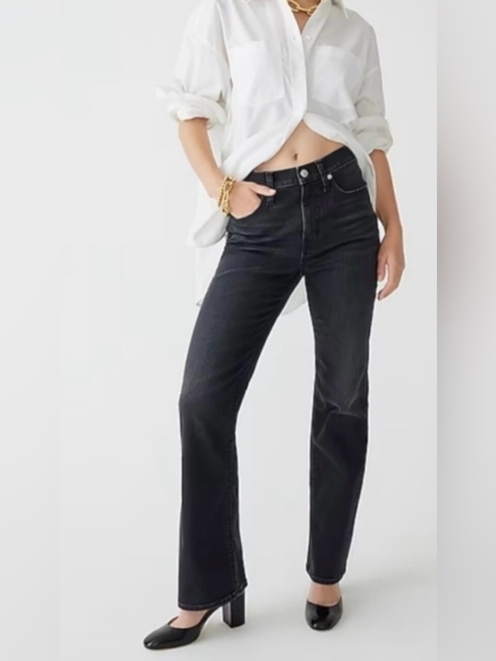 J Crew Black High-Rise Straight Jeans -